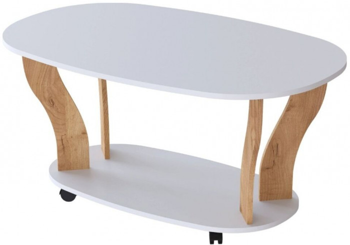 Журнальный стол Консул-3 белый/крафт золотой