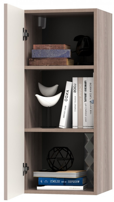 Роквуд Шкаф навесной 16.322.01, цвет корпус ДСП эмили блаш/фасады МДФ крем, ШхГхВ 38,4х36,6х90 см., универсальная сборка