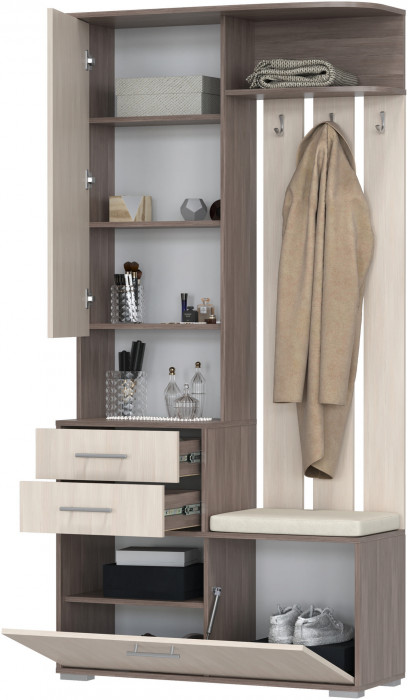 Прихожая 2-3431бод.тем/св Домино - Шкаф с вешалкой, бодега тёмный/бодега светлый