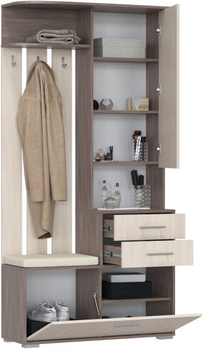 Прихожая 2-3431бод.тем/св Домино - Шкаф с вешалкой, бодега тёмный/бодега светлый