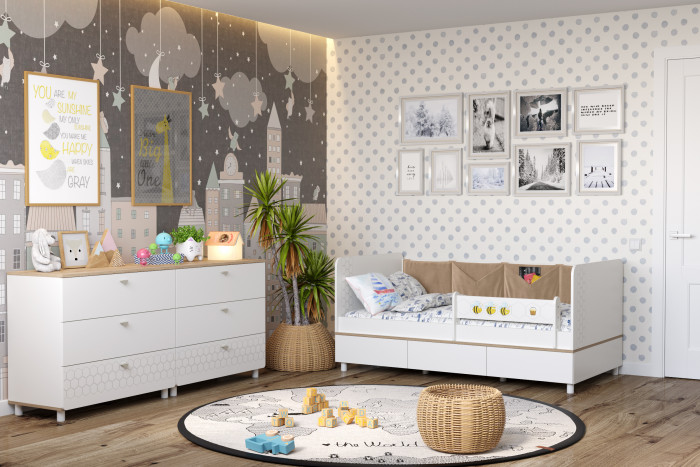 Эйп 11.40 Кровать, белый/дуб белый