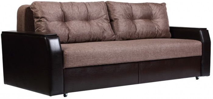 Диван-кровать Атлант 160х195, еврокнижка, рогожка/экокожа, коричневый