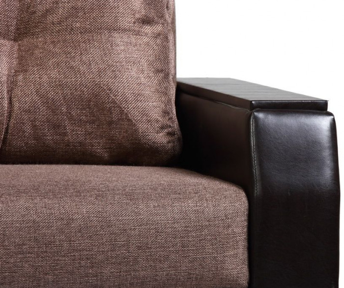 Диван-кровать Атлант 160х195, еврокнижка, рогожка/экокожа, коричневый