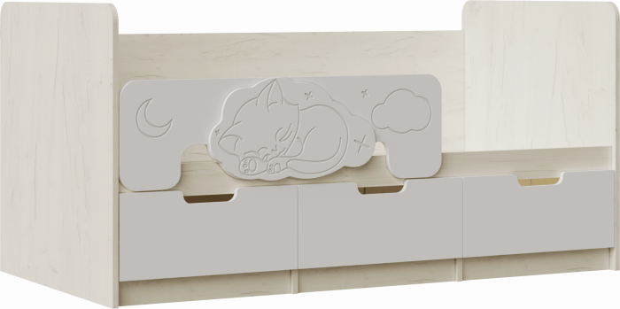 Юниор-4 Кровать 80х160 (Крафт белый, Шарли бриз)