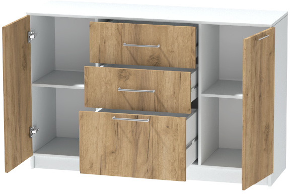 Комод №3 "Иннэс-7", Белый/Крафт золотой