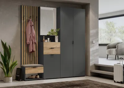Модульная Прихожая Ома, набор №6, Графит/Дуб Тортуга, Simple 27
