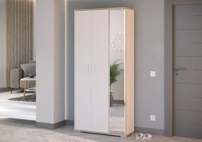 Прихожая 2-3421дкз/к.с Домино-мини, цвет дуб крафт золотой/кашемир серый, ШхГхВ 88х36х202 см., универсальная сборка