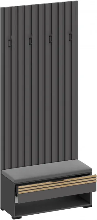 Модульная Прихожая Нао, набор №5, Графит/Графит, Дуб вотан, Simple 27