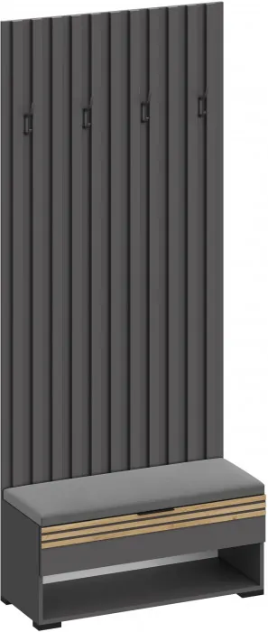 Модульная Прихожая Нао, набор №5, Графит/Графит, Дуб вотан, Simple 27