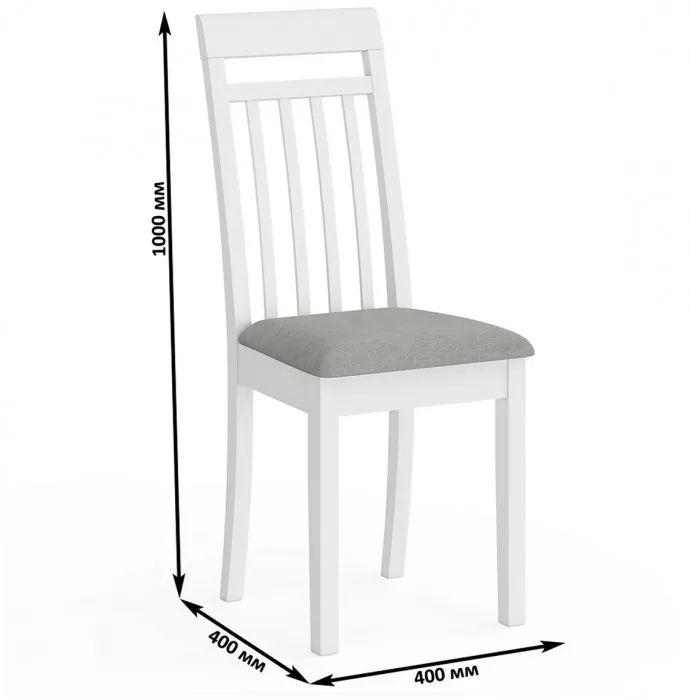 Два стула Мебель--24 Гольф-11 разборных, цвет белый, обивка ткань велюр серый 63, ШхГхВ 40х40х100 см., от пола до верха сиденья 47 см.