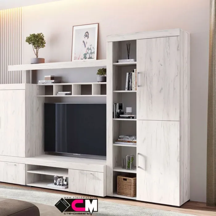 Гранд стеллаж 03 (ШК 4) (0.896х1,944х0,383) дуб крафт белый