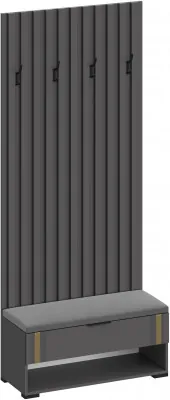 Эмэ Вешалка-Прихожая с тумбой В-3907, Графит/Графит, Золото