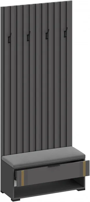 Эмэ Вешалка-Прихожая с тумбой В-3907, Графит/Графит, Золото