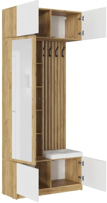 Прихожая Бостон МДФ крафт золотой/белый глянец (Дуб Крафт Золотой, Белый глянец)