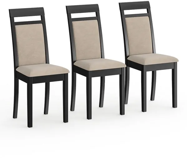 Три стула Мебель--24 Гольф-12 разборных, цвет венге, обивка ткань велюр капучино 25, ШхГхВ 40х40х100 см., от пола до верха сиденья 47 см.(мягк спинка)