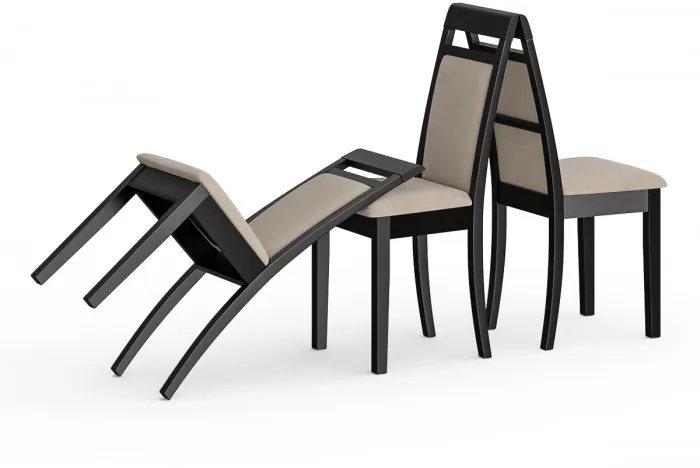 Три стула Мебель--24 Гольф-12 разборных, цвет венге, обивка ткань велюр капучино 25, ШхГхВ 40х40х100 см., от пола до верха сиденья 47 см.(мягк спинка)