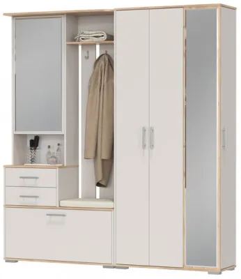 Прихожая Домино 5, цвет дуб крафт золотой/кашемир серый, ШхГхВ 188х36х202 см., универсальная сборка