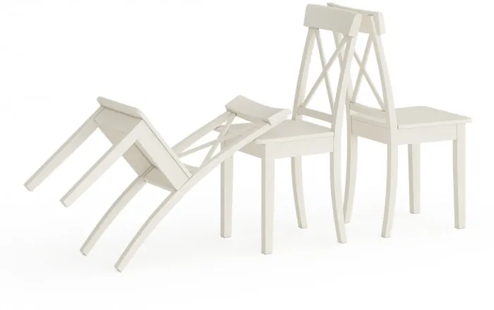 Три стула Мебель--24 Гольф-14 разборных, цвет слоновая кость, деревянное сиденье цвет слоновая кость, ШхГхВ 41х42х95 см., от пола до верха сид. 47 см.