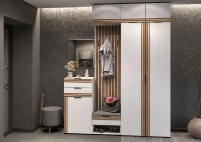 Прихожая Нао, набор №9, Белый/Белый, Вотан, Simple 27