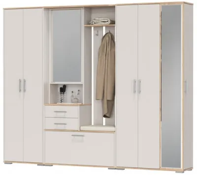 Прихожая Домино 6, цвет дуб крафт золотой/кашемир серый, ШхГхВ 248х36х202 см., универсальная сборка