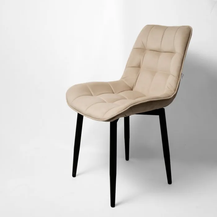 Стул "Бостон" черный матовый Velutto 07 бежевый