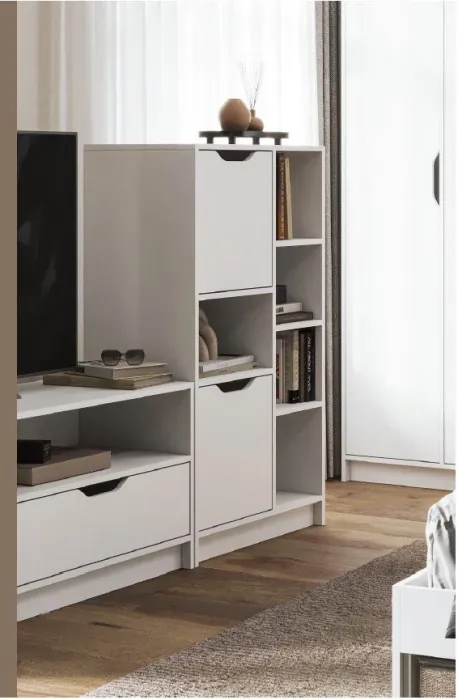 РУНА СТЛ 02 Стеллаж Фасад БЕЛЫЙ/Корпус БЕЛЫЙ