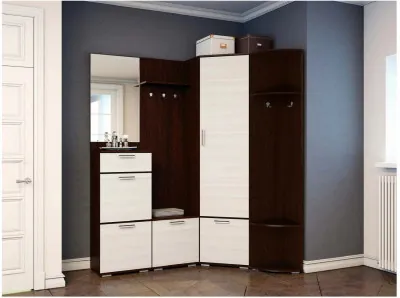 Модульная угловая прихожая Ника, композиция 2, венге/лоредо