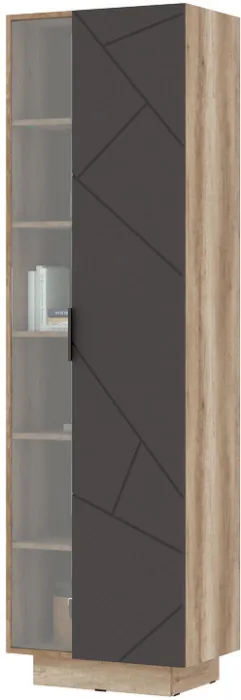 Даллас ПН 01 Пенал закрытый со стеклом (0,598х2,008х0,402) дуб каньон/МДФ софт графит