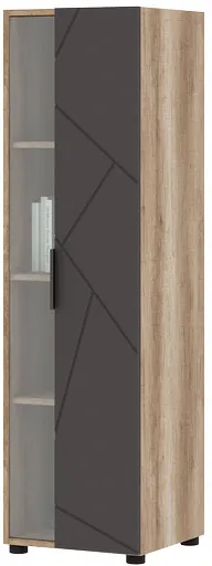 Даллас ПН 02 Пенал закрытый со стеклом (0,404х1,400х0,398) дуб каньон/МДФ софт графит