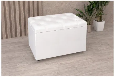 Пуф 2 с пуговицами (к/з Белый глянец)