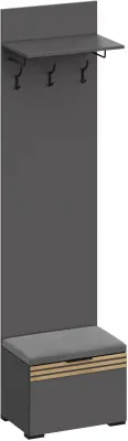 Нао Вешалка-Прихожая с тумбой В-4006, Графит/Графит, Дуб Вотан