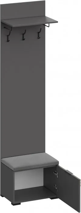 Нао Вешалка-Прихожая с тумбой В-4006, Графит/Графит, Дуб Вотан