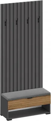 Ома Вешалка-Прихожая с тумбой В-3607, Графит/Дуб Тортуга