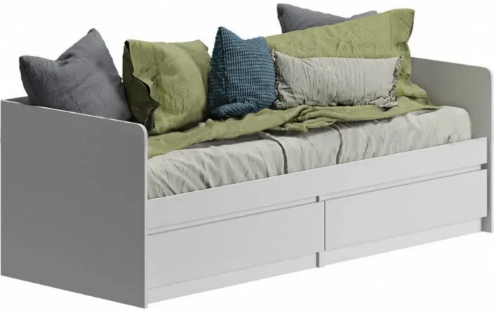 Челси Кровать 80 (Белый глянец, Дуб Сонома)