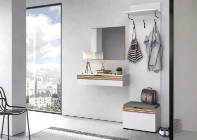 Прихожая Нао, набор №1, Белый/Белый, Вотан, Simple 27