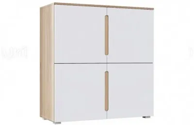 Ким Тумба 4-х створчатая, сонома / белый глянец