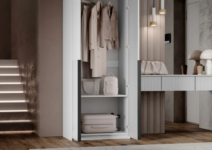 Полка косметическая со шкафом 2х-ств Марвэл, Белый/Браш вайт