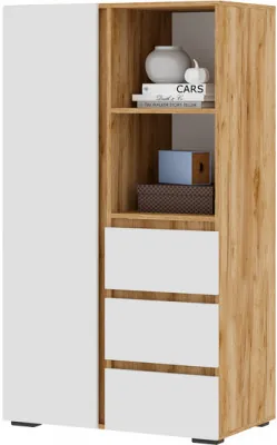 Хелен ШК 03 Шкаф (0,802х1,414х0,460) белый/дуб крафт золото