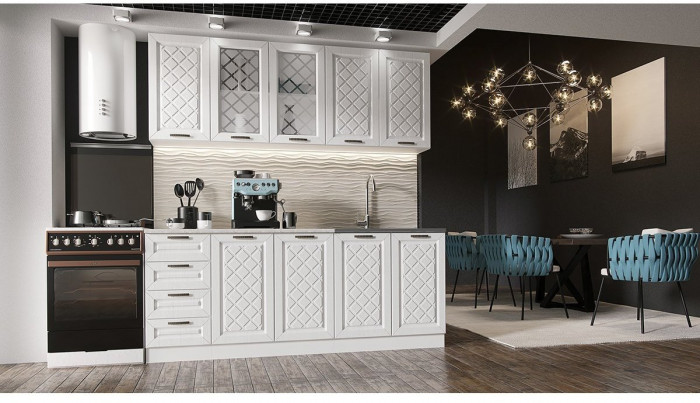 Кухня МДФ Агава 2000 (Акация белая / Трюфель, Белый)