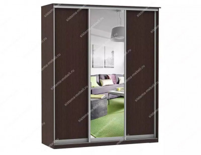 Шкаф купе Модерн 1776х600 3-х дверный 2-х секционный зеркало венге