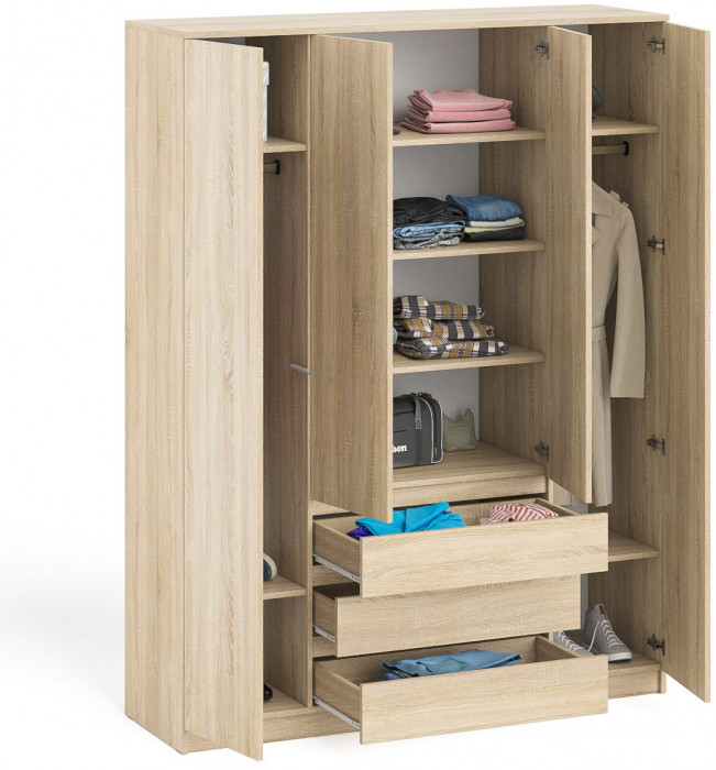 Мори Шкаф МШ1600.1, цвет дуб сонома, ШхГхВ 160,4х50,4х209,6 см.