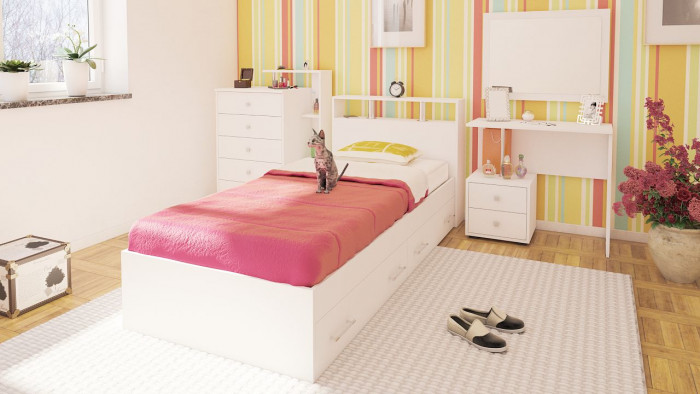 Камелия Кровать с ящиками 0900, белый