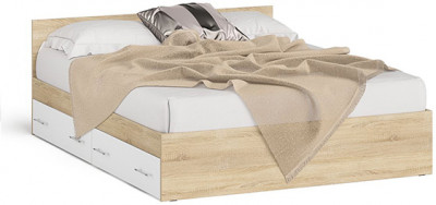 Мори Кровать с ящиками 1600, дуб сонома/белый