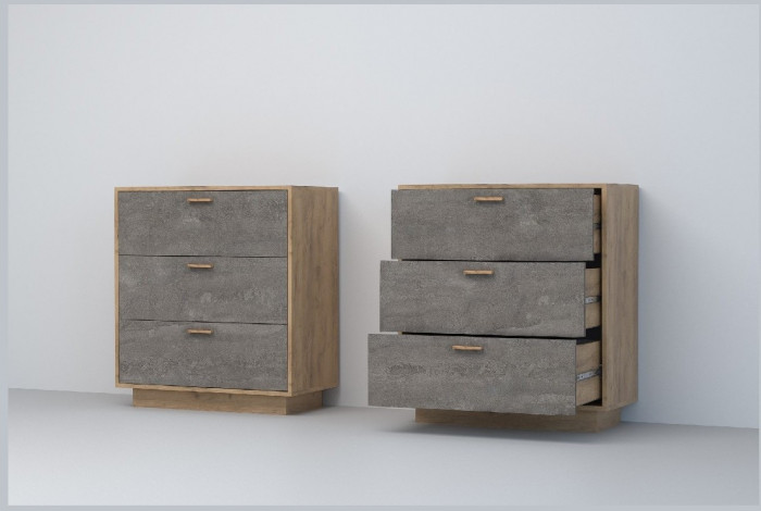 Эго Комод К-3 ПД (Глянец Белый/Бетон Светлый)