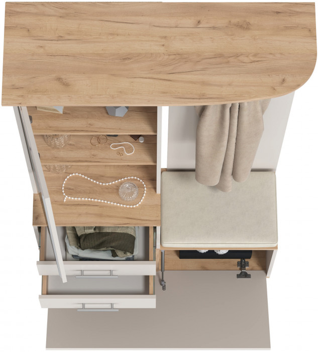 Прихожая 2-3431дкз/к.с Домино - Шкаф с вешалкой, дуб крафт золотой/кашемир серый