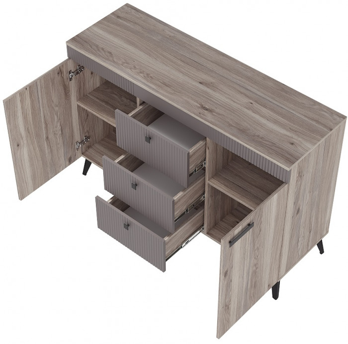 Комод "Кассандра" КМ-12 Дуб Смоки/MF14 Муссон софт