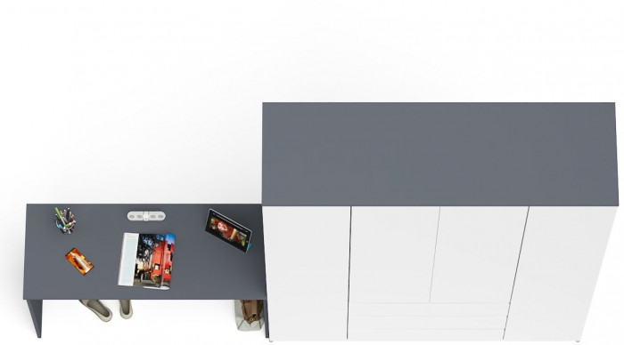 Мори письменный стол МСП1200.1 + Шкаф МШ1600.1, графит/белый