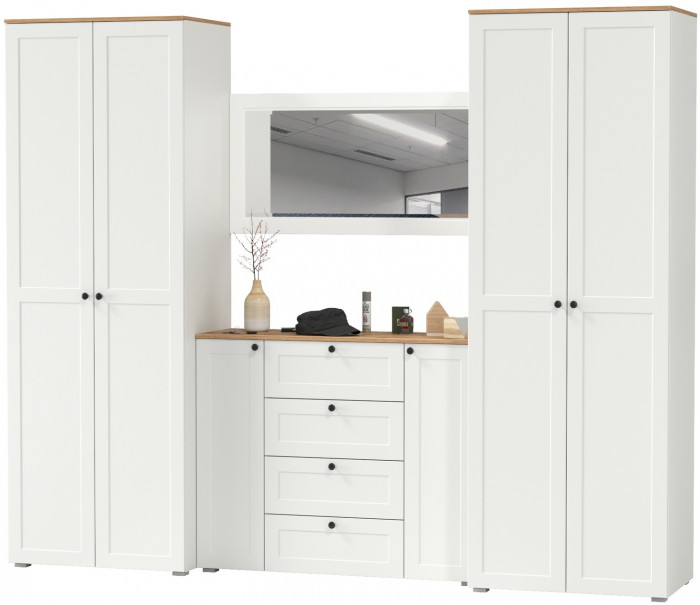 Остин Прихожая 26, белый шагрень/дуб крафт золотой