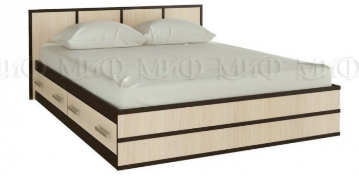 Сакура Кровать с ящиками 140 (Венге / дуб беленый)
