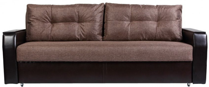 Диван-кровать Атлант 150х195, еврокнижка, рогожка/экокожа, коричневый